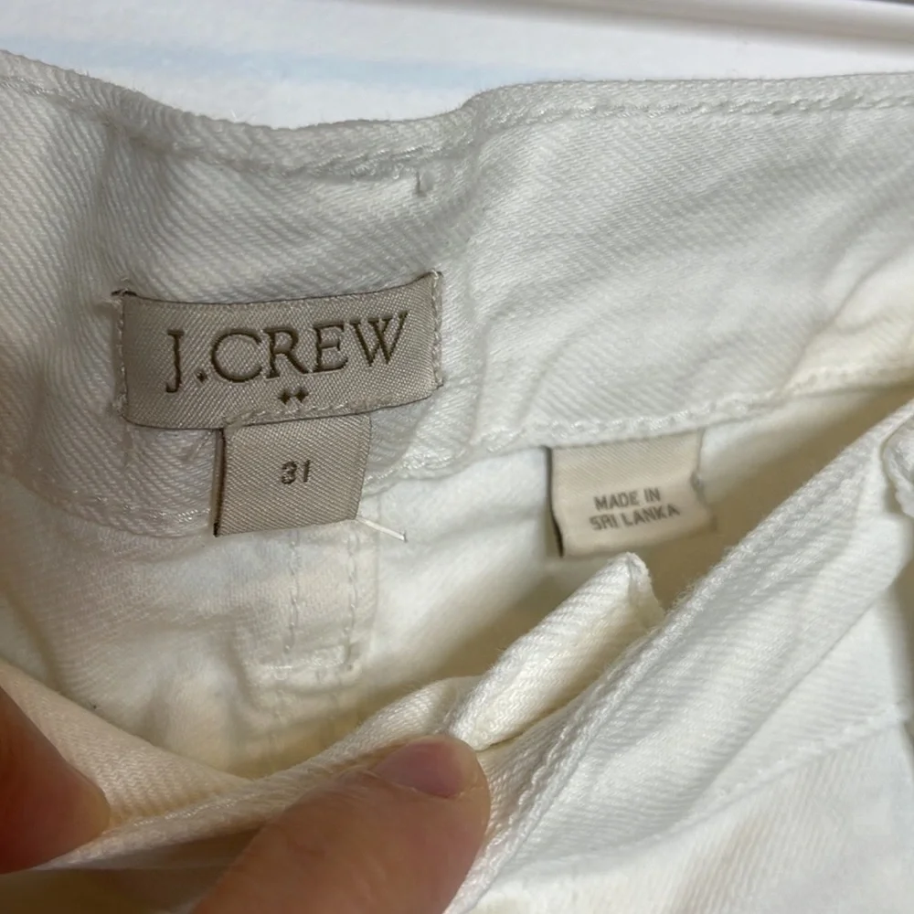 J. Crew White Distressed Straight Jeans